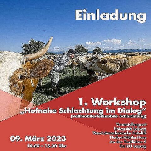 Einladung Workschop "Hofnahe Schlachtung" der Uni Leipzig Kühe